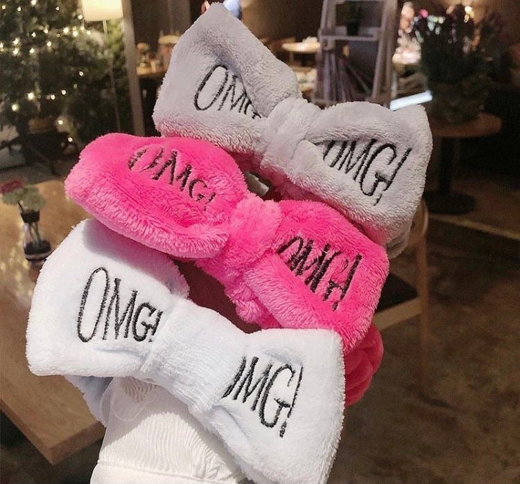 Cute bow furry skincare headband, facewash headband cute random colors