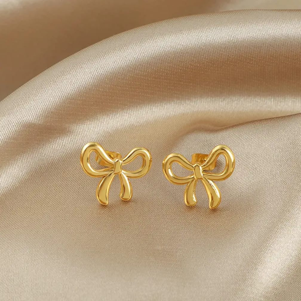 Stainless steel bow earrings