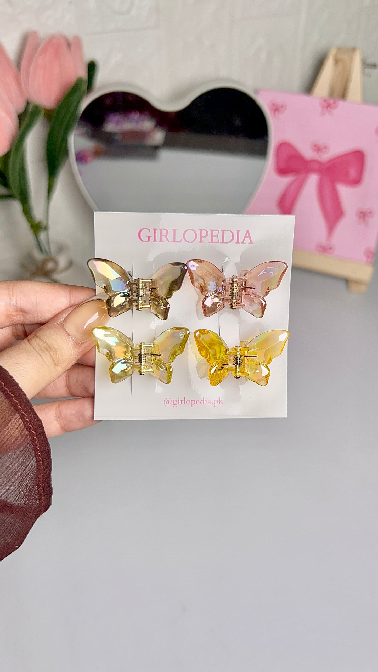 Cute mini butterfly clips 4pcs card