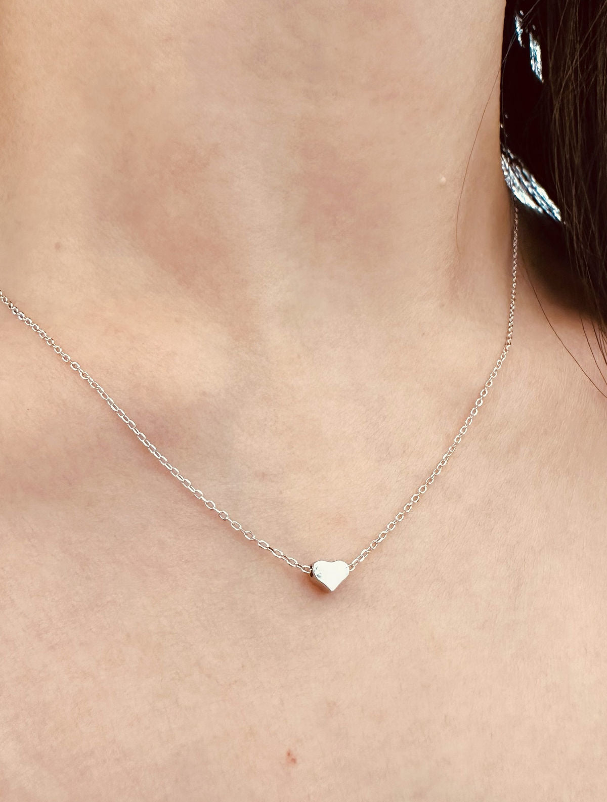 Dainty stainless silver heart minimal pendant