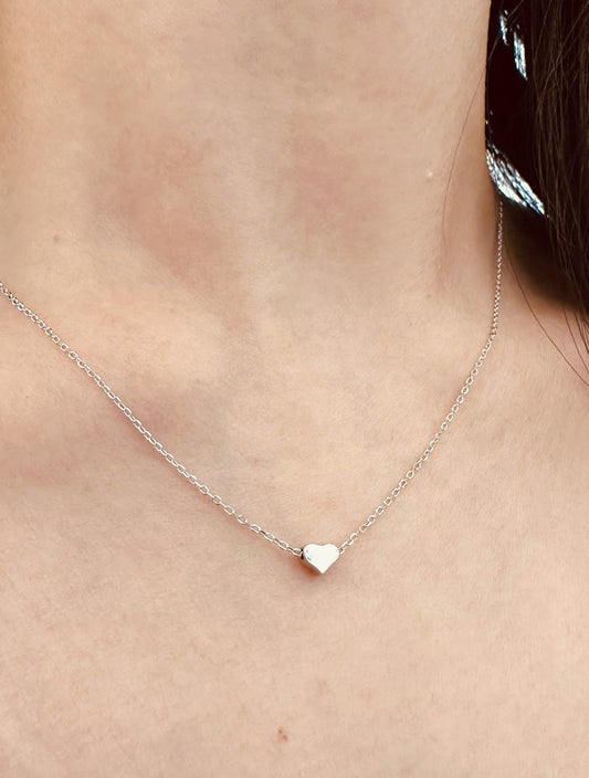 Dainty stainless silver heart minimal pendant