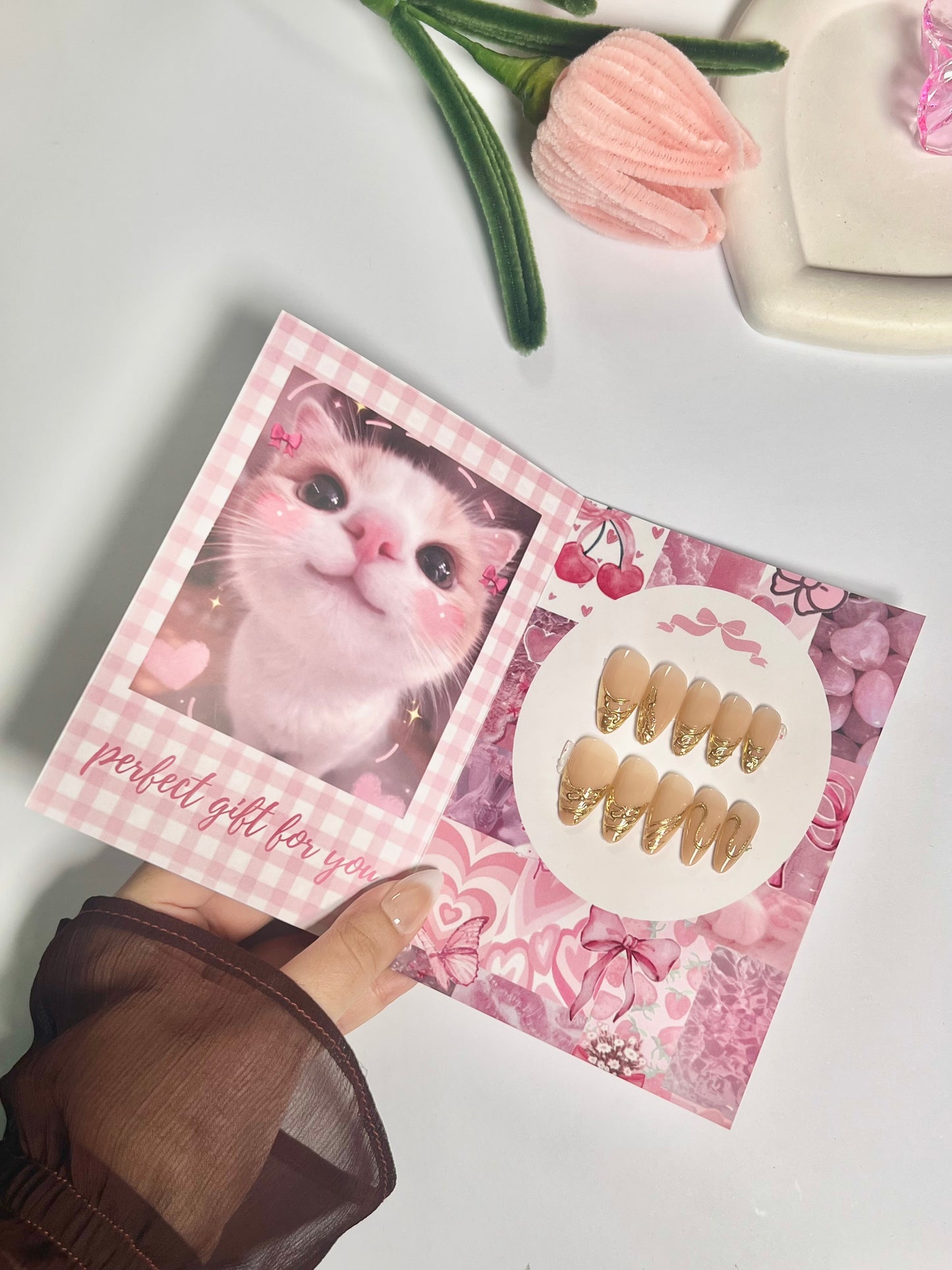 Most demanding premium 3D chrome blend nails - cute gift card packaging