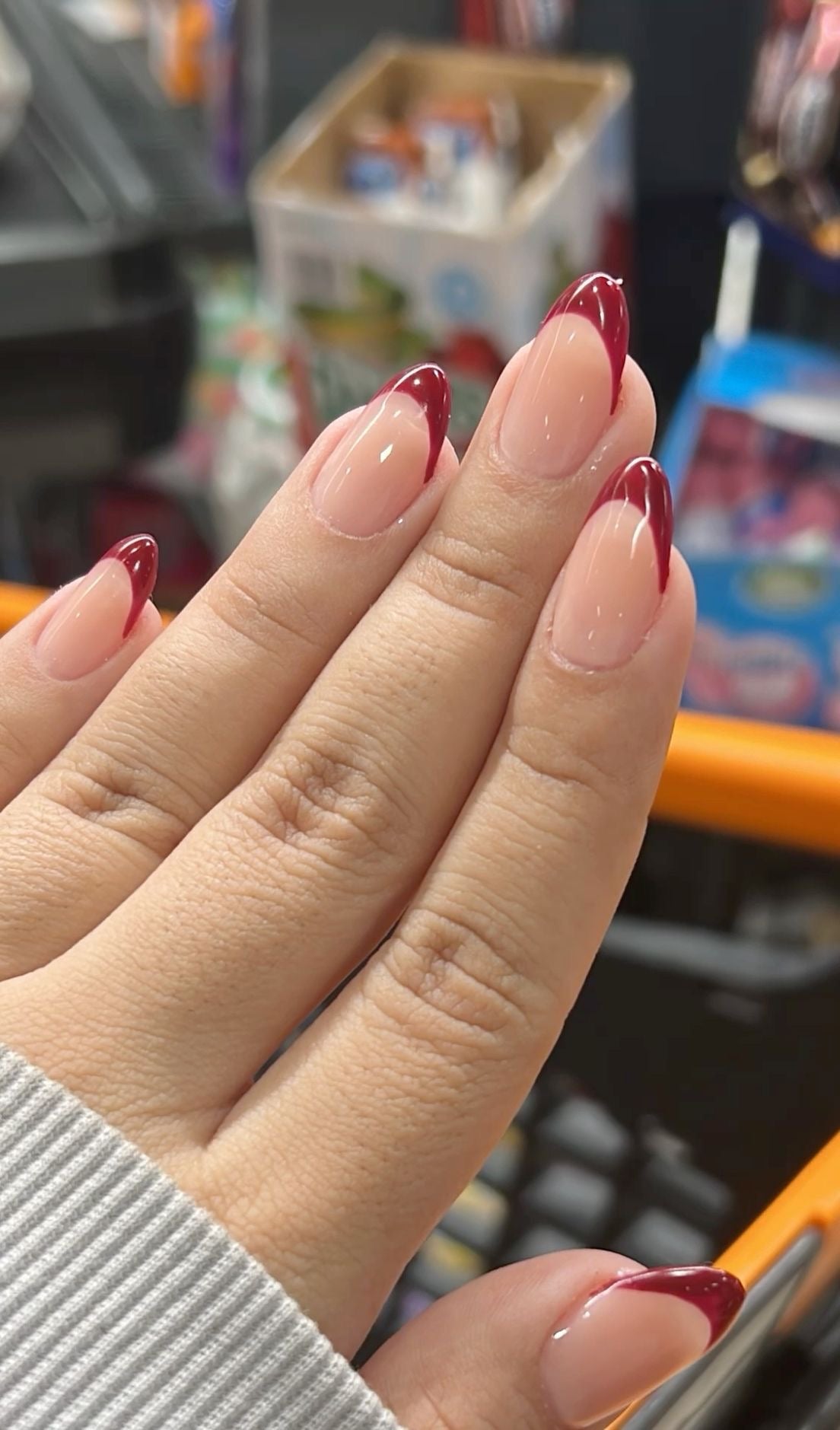 24pcs red manicure french nail set with free nail sticker tabs
