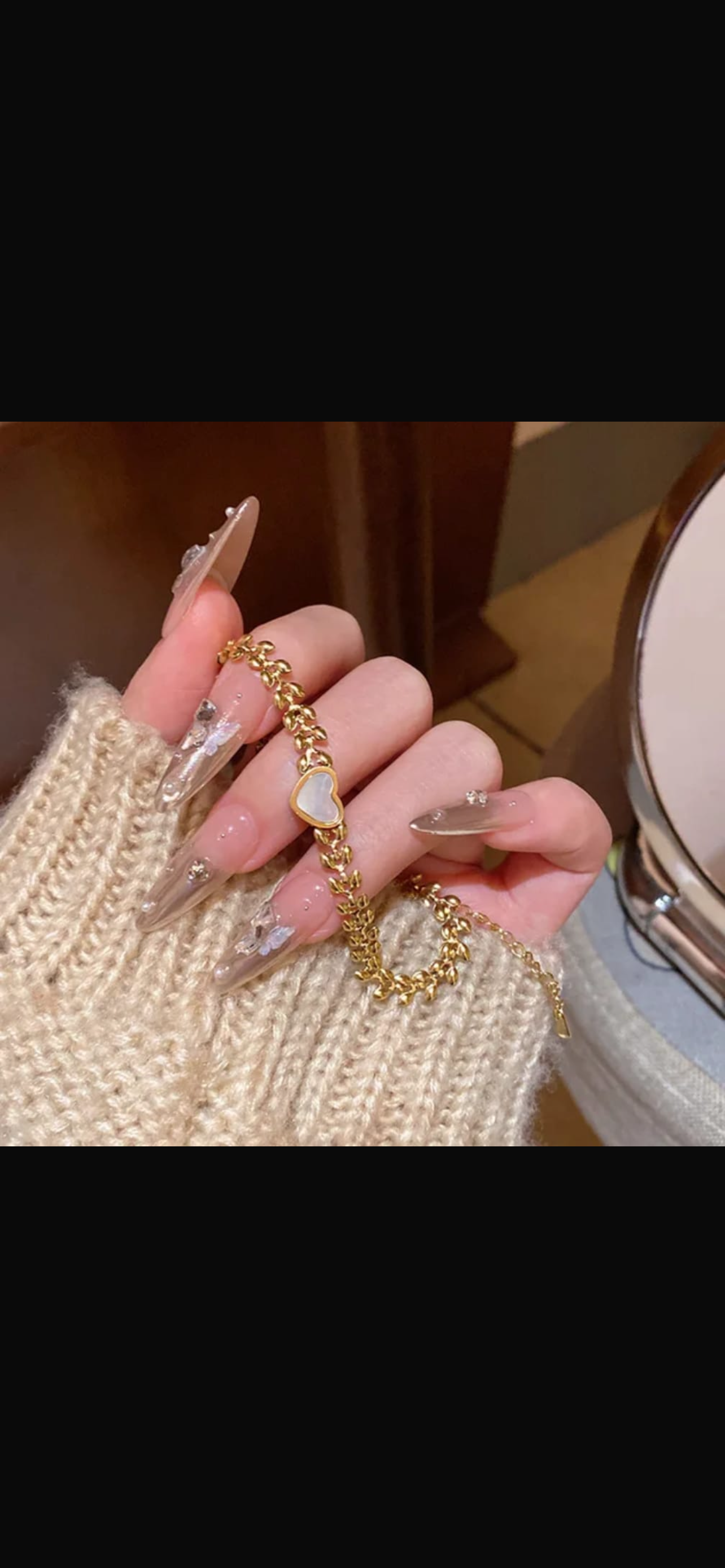Stainless heart golden bracelet
