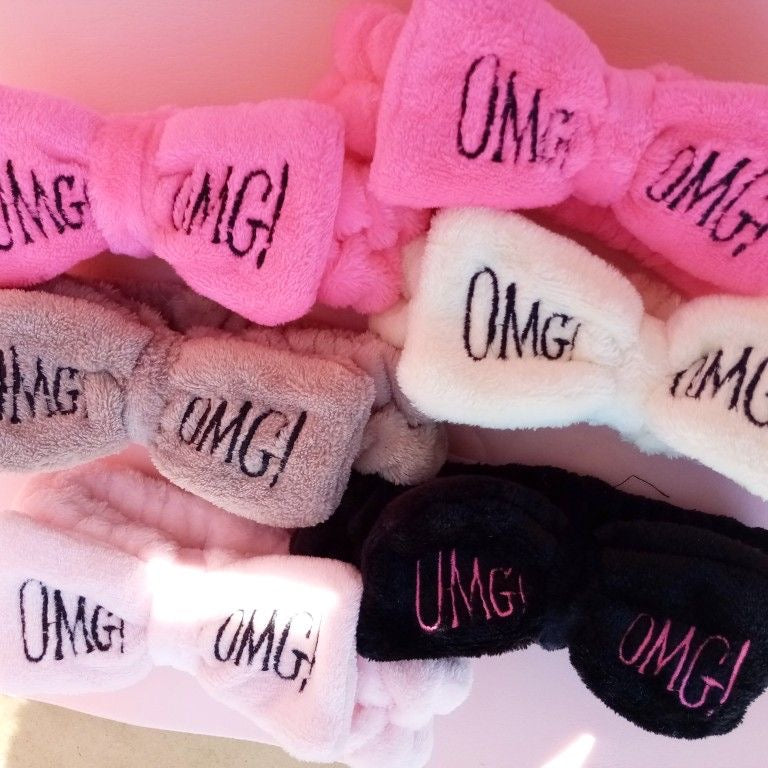 Cute bow furry skincare headband, facewash headband cute random colors