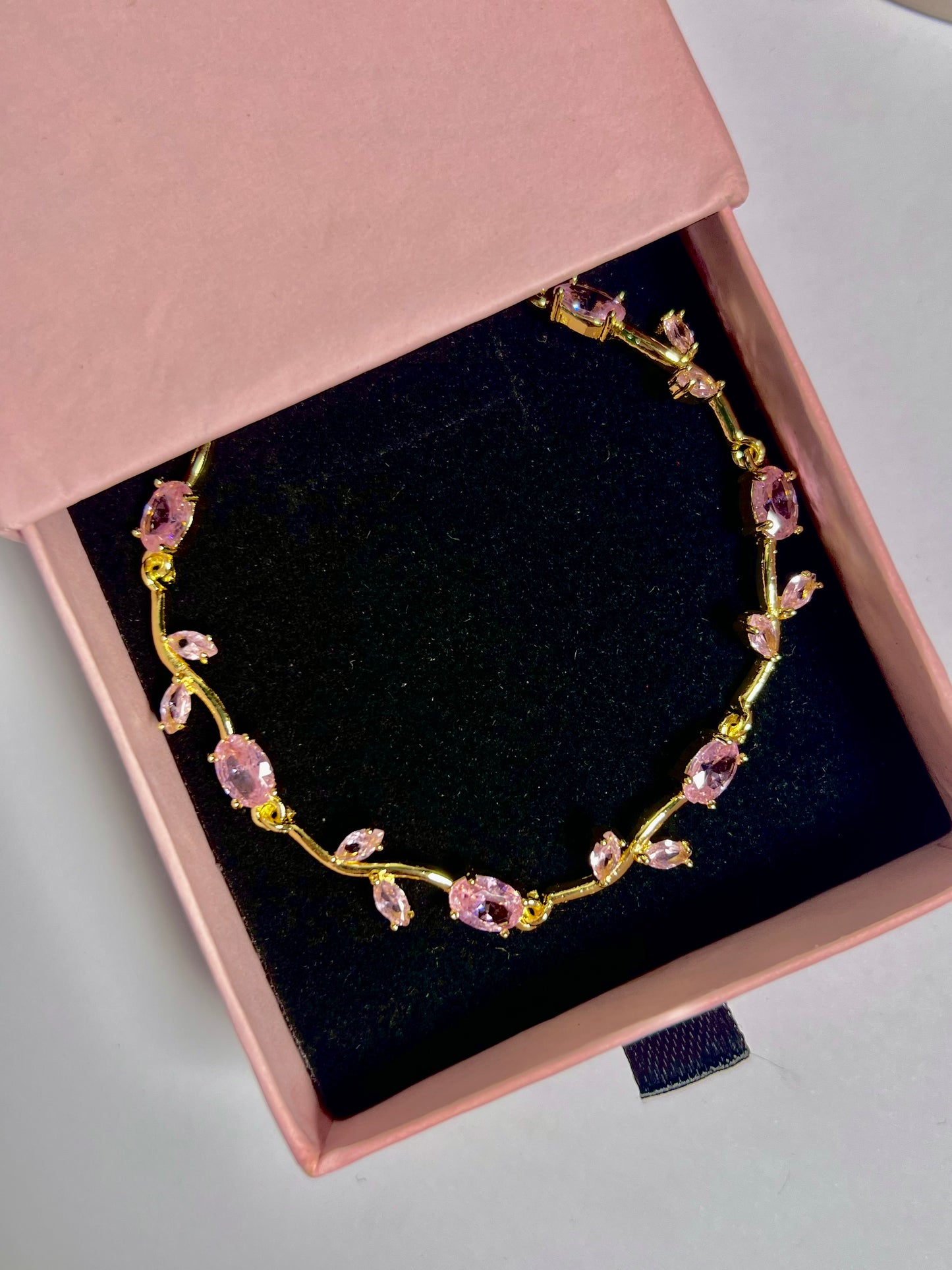 Pink & gold tulip bracelet