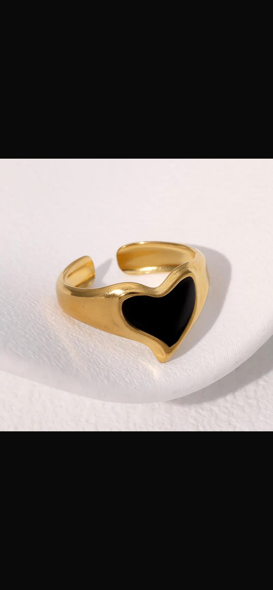 Stainless adjustable heart ring in 2 colors
