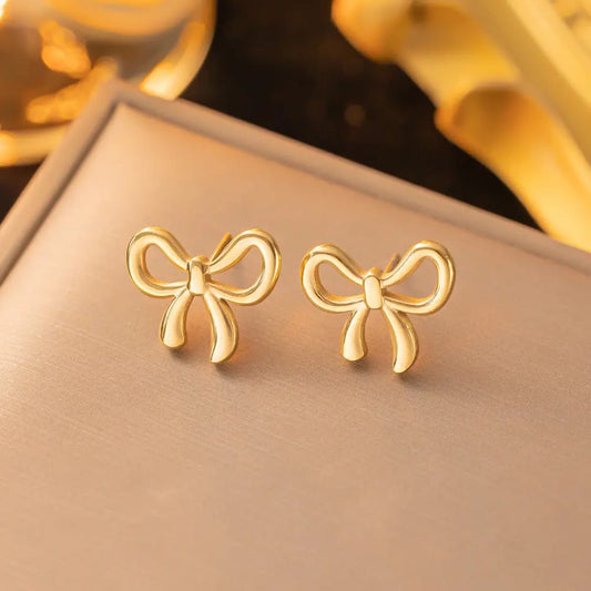 Stainless steel bow earrings