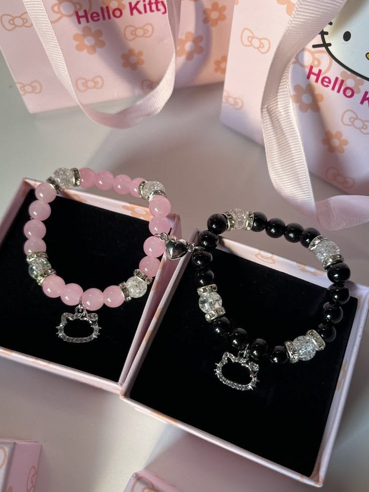 2pcs trendy hello kitty magnetic bracelet pair
